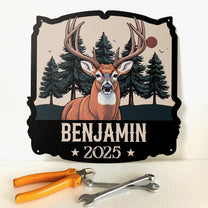 Custom Name Hunting Deer Forest - Personalized Metal Sign