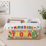 Custom Name In Lego - Master Builder Building Blocks Storage Basket For Kids - Personalized Storage Basket