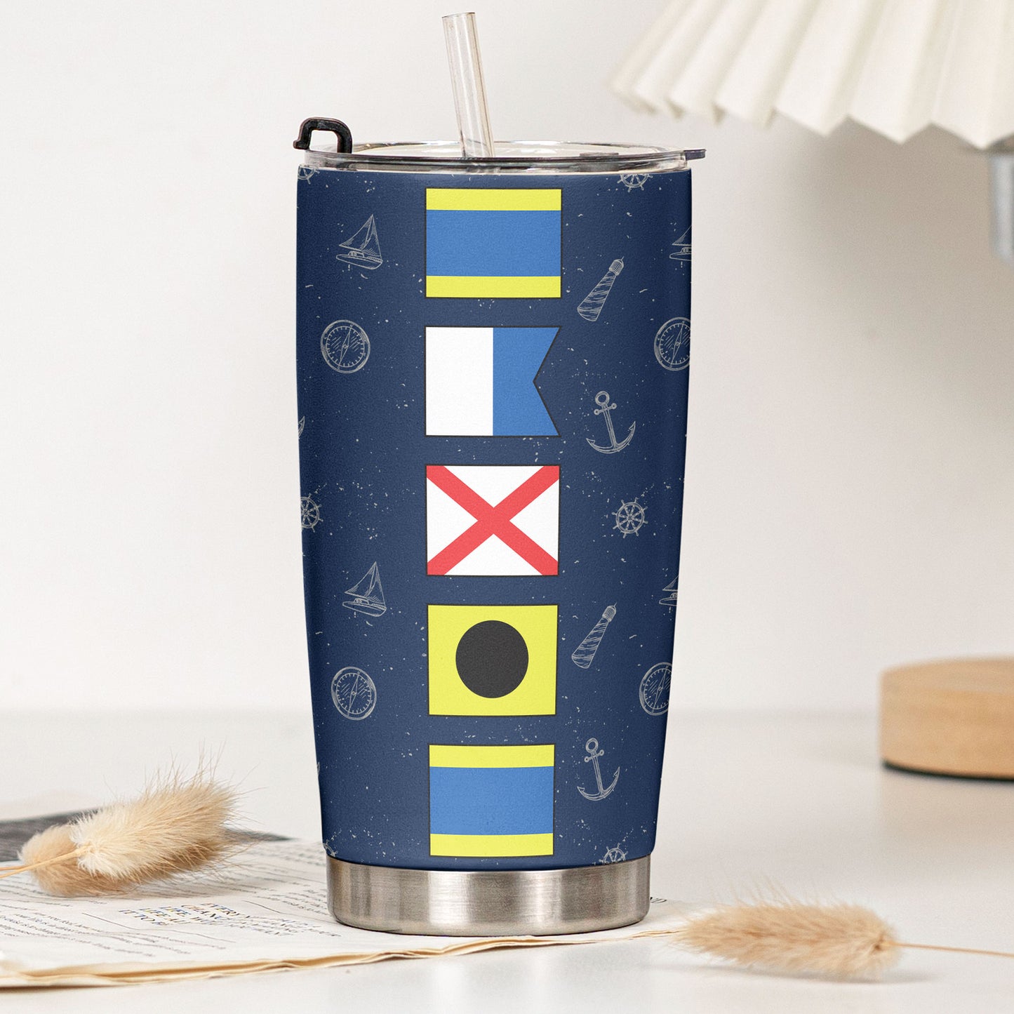 Custom Name In Nautical Flag - Personalized Tumbler Cup
