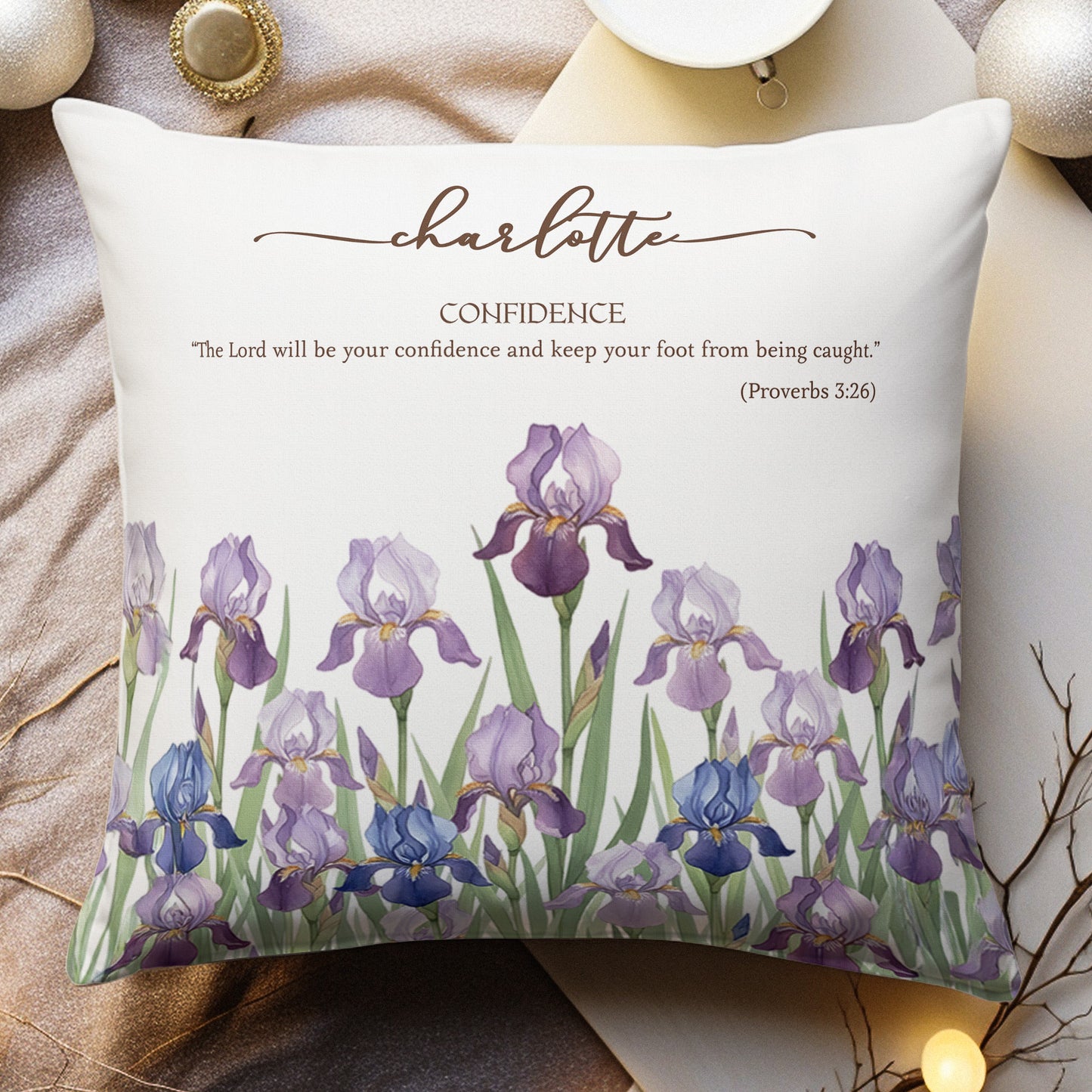 Custom Name Initial With Bible Verse Gift For Her - Personalized Pillow (Insert Included)