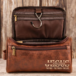 Custom Name Jesus The Way The Truth The Life - Personalized Leather Toiletry Bag