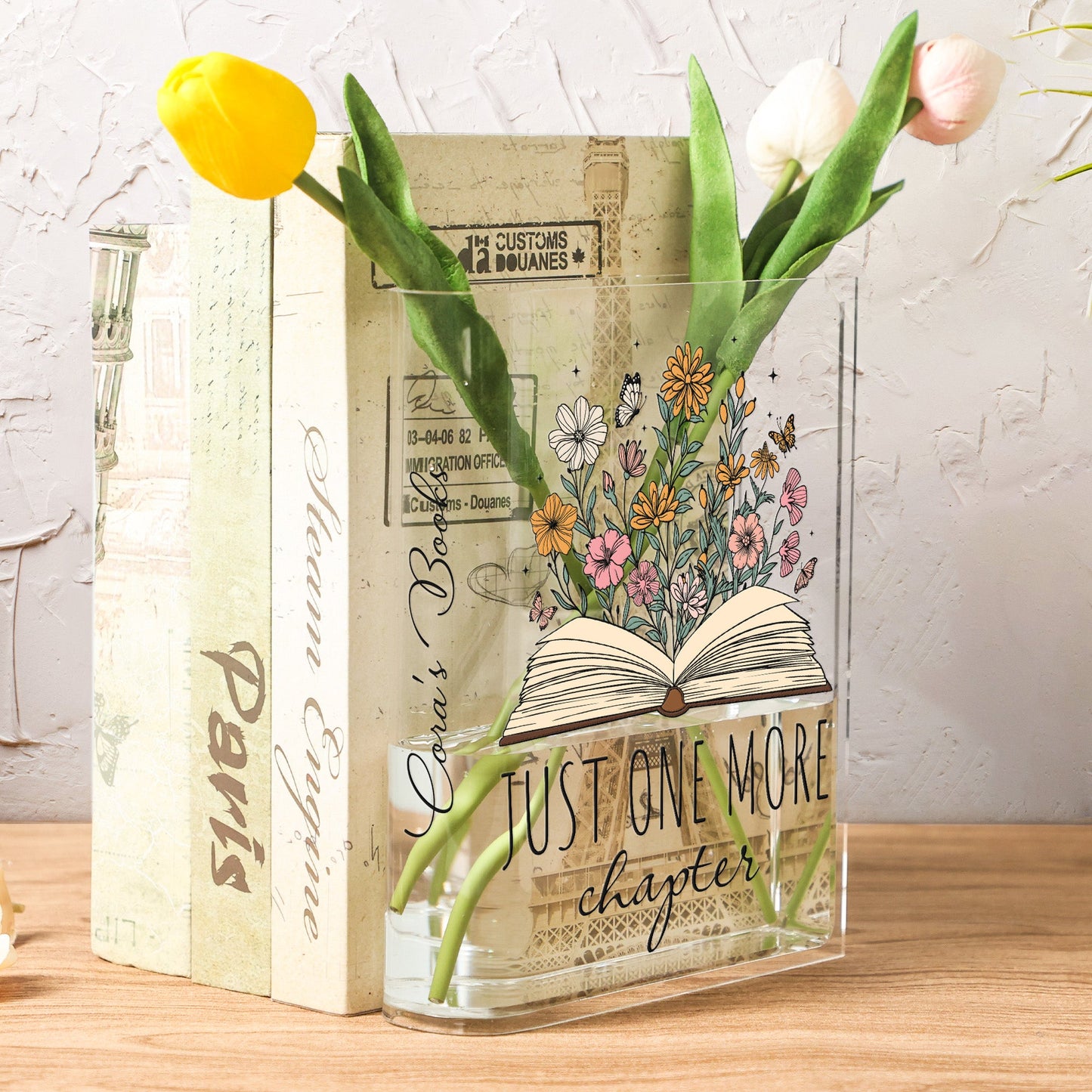 Custom Name Just One More Chapter - Personalized Acrylic Book Vase