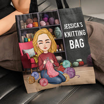 Custom Name Knitting, Crochet Bag - Personalized Tote Bag