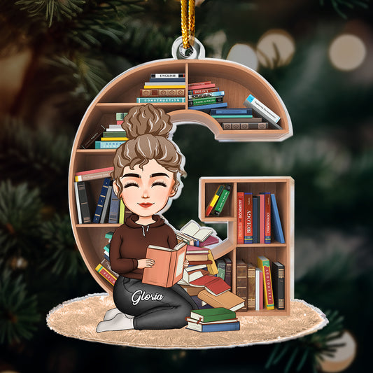 Custom Name Letter Gift For Book Lover Bookworm - Personalized Acrylic Ornament