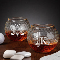Custom Name Monogram For Men, Golf Lovers, Husband, Dad, Grandpa - Personalized Golf Whiskey Glass