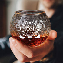 Custom Name Monogram For Men, Golf Lovers, Husband, Dad, Grandpa - Personalized Golf Whiskey Glass