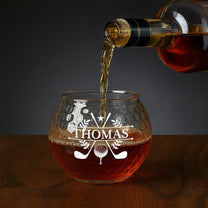 Custom Name Monogram For Men, Golf Lovers, Husband, Dad, Grandpa - Personalized Golf Whiskey Glass
