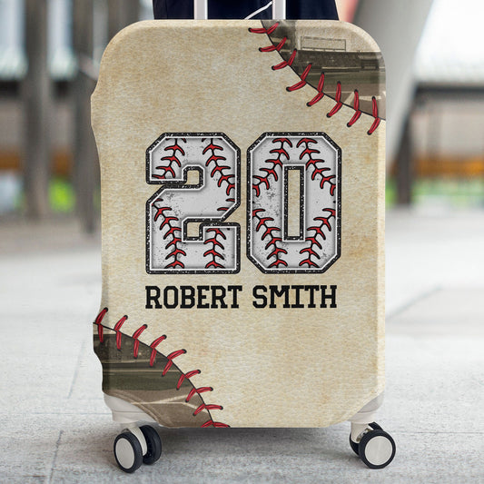 Custom Name & Number Baseball For Traveler  - Personalized Luggage Cover