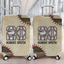 Custom Name & Number Baseball For Traveler  - Personalized Luggage Cover