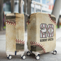 Custom Name & Number Baseball For Traveler  - Personalized Luggage Cover