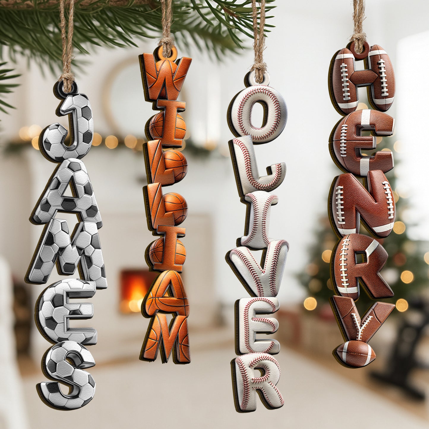 Custom Name Ornament For Sport Lovers, Boy, Girl - Personalized Name Wooden Ornament