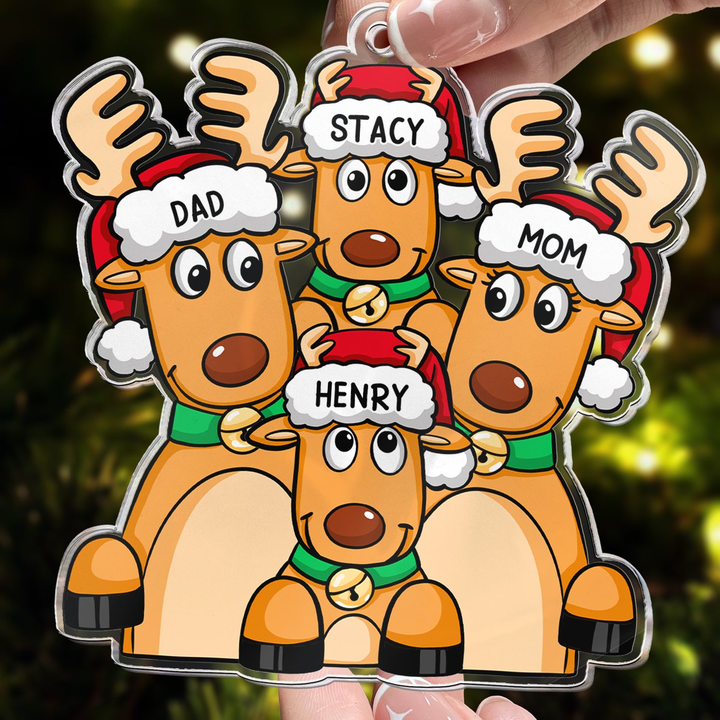 Custom Name Reindeer Xmas - Personalized Acrylic Ornament