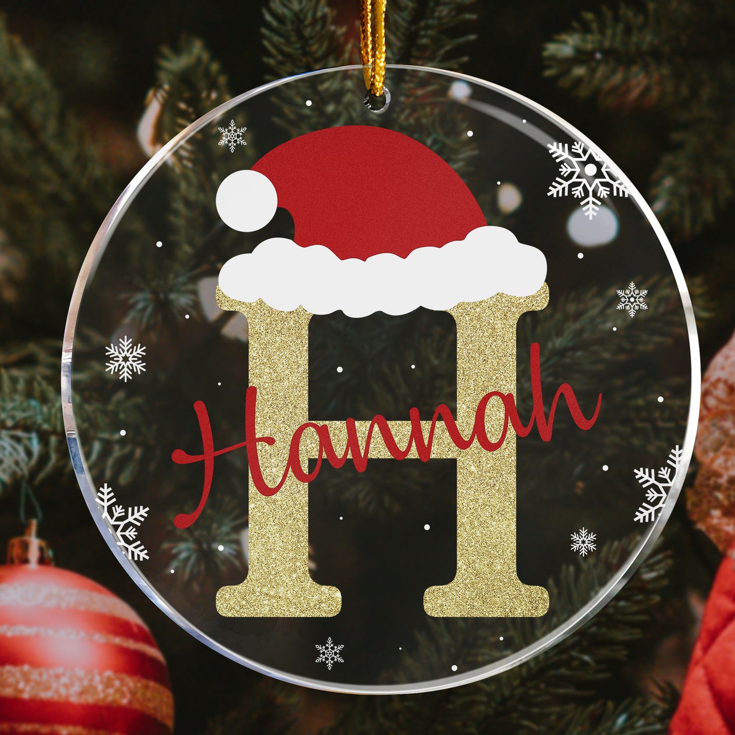 Custom Name Santa Hat - Personalized Acrylic Ornament