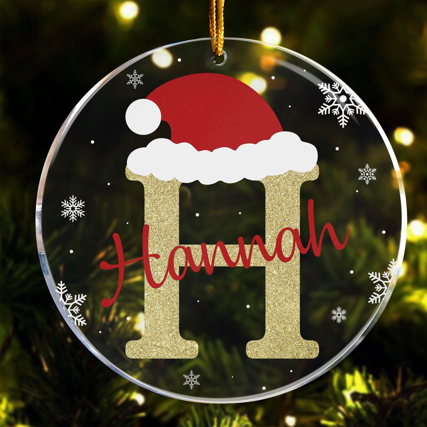 Custom Name Santa Hat - Personalized Acrylic Ornament