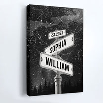 Custom Name Street Sign Star Map Wedding Couple Gift - Personalized Wrapped Canvas