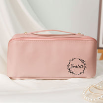 Custom Name Style For Her, Wife, Daughter, Sister - Personalized Leather Makeup Bag