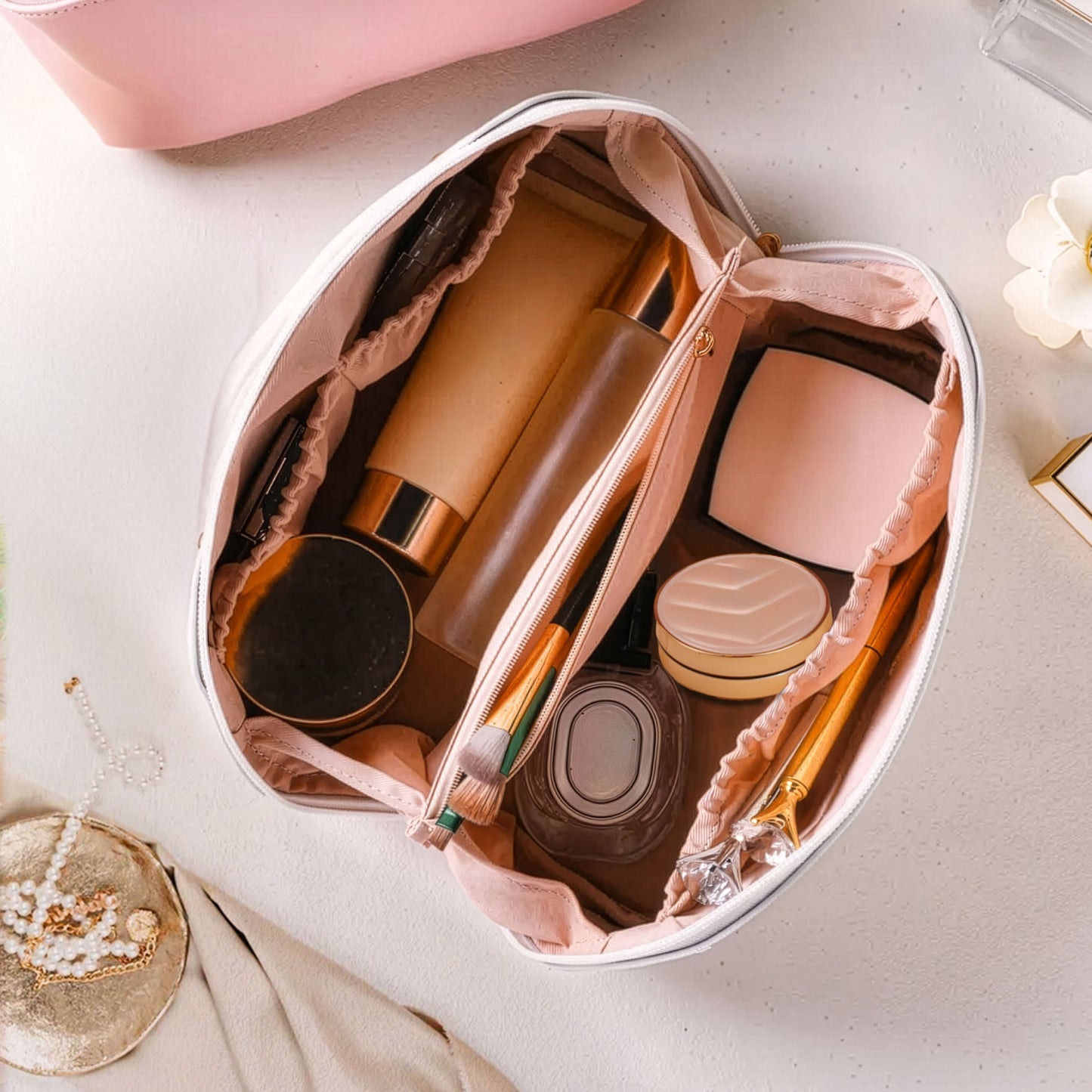 Custom Name Style For Her, Wife, Daughter, Sister - Personalized Leather Makeup Bag