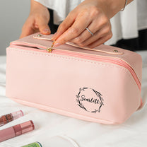 Custom Name Style For Her, Wife, Daughter, Sister - Personalized Leather Makeup Bag