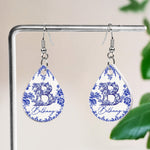 Custom Name Toile De Jouy French Chinoiserie - Personalized Acrylic Earrings