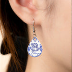 Custom Name Toile De Jouy French Chinoiserie - Personalized Acrylic Earrings
