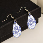 Custom Name Toile De Jouy French Chinoiserie - Personalized Acrylic Earrings