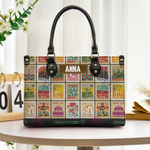 Custom Name Vintage Stamps Pattern - Personalized Leather Bag
