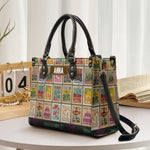 Custom Name Vintage Stamps Pattern - Personalized Leather Bag