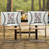 Custom Name With Baseball Pattern Chair Cover - Personalized Folding Chair Cover