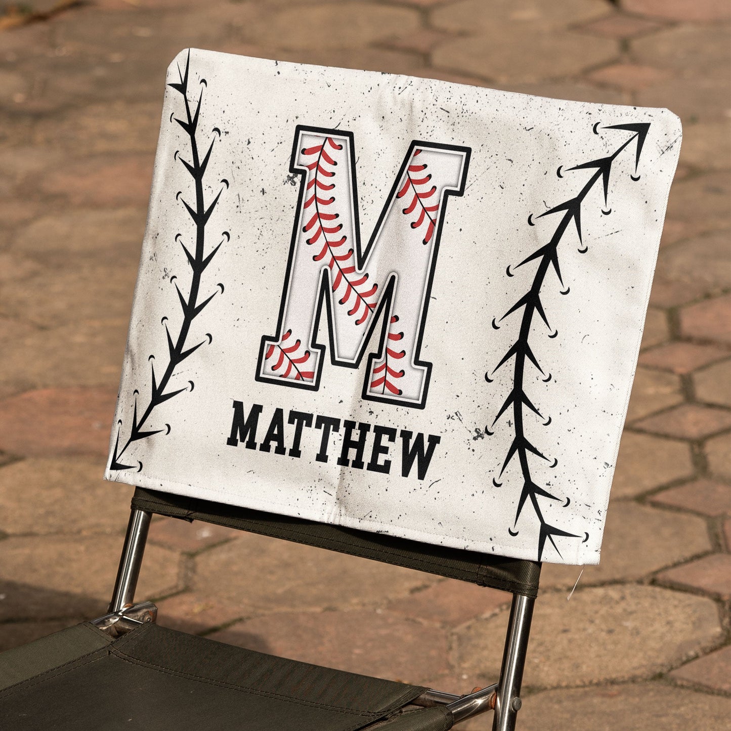 Custom Name With Baseball Pattern Chair Cover - Personalized Folding Chair Cover