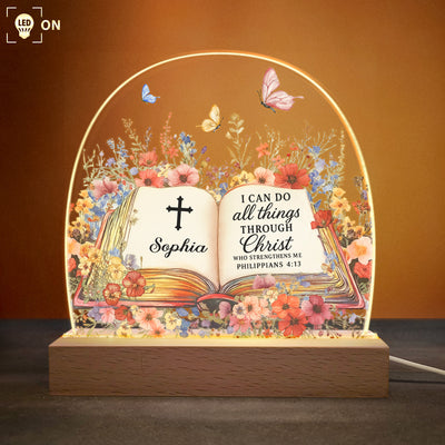 Custom Name With Book Of Favorite Bible Verses - Personalized LED Night Light