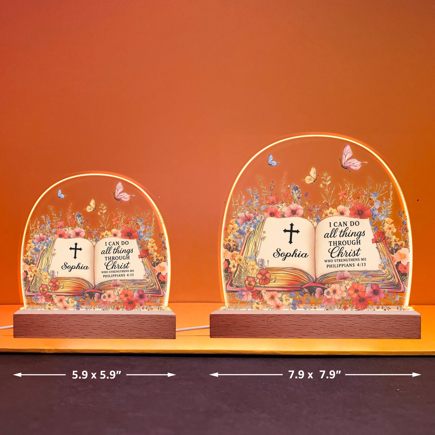 Custom Name With Book Of Favorite Bible Verses - Personalized LED Night Light