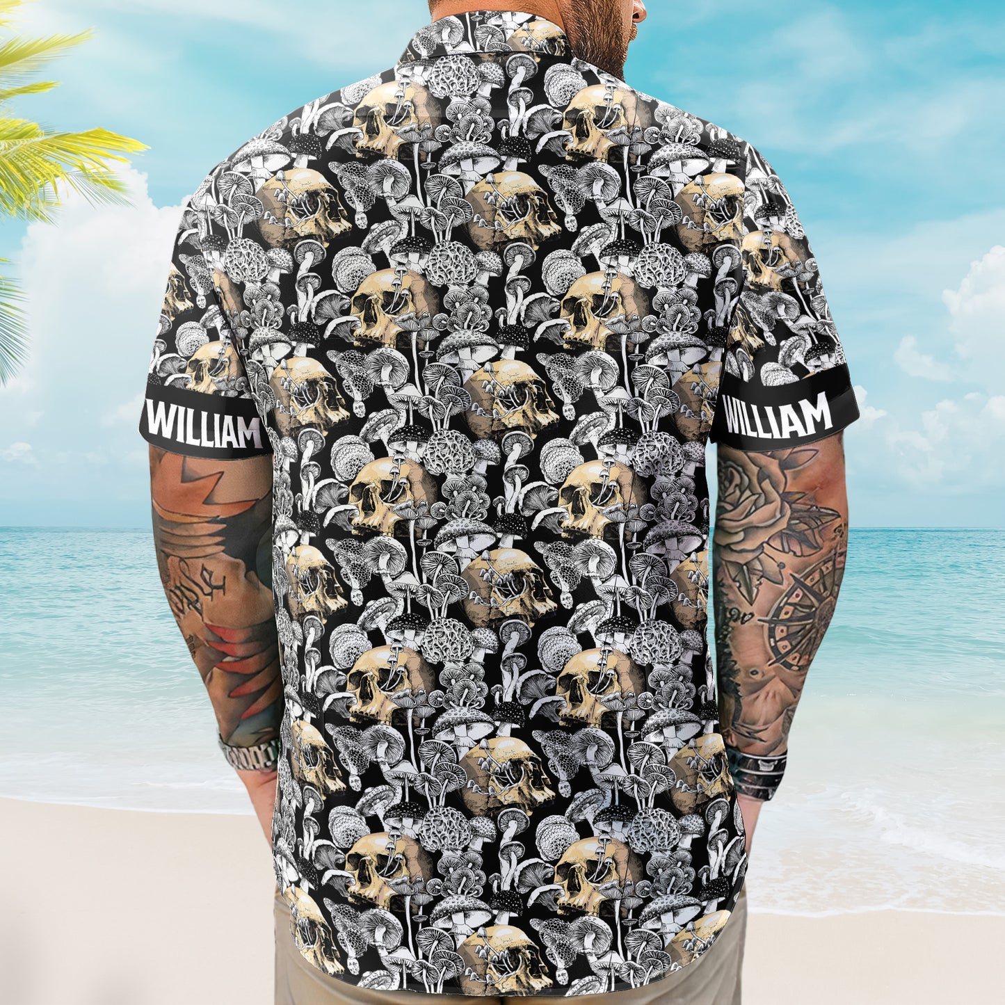 Custom Name With Magic Poisonous Mushroom And Skull - Custom Hawaiian Shirts