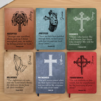 Custom Name With Matching Bible Verse Faith Gift For Him - Personalized Leather Journal
