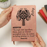 Custom Name With Matching Bible Verse Faith Gift For Him - Personalized Leather Journal