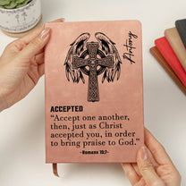 Custom Name With Matching Bible Verse Faith Gift For Him - Personalized Leather Journal