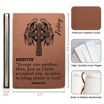 Custom Name With Matching Bible Verse Faith Gift For Him - Personalized Leather Journal