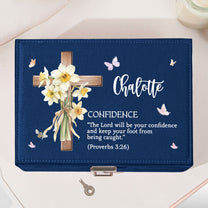Custom Name With Matching Bible Verse Faith Gift - Personalized Large Jewelry Box