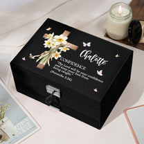 Custom Name With Matching Bible Verse Faith Gift - Personalized Large Jewelry Box