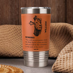 Custom Name With Matching Bible Verse Gift For Him - Personalized 20oz Leather Wrapped Tumbler
