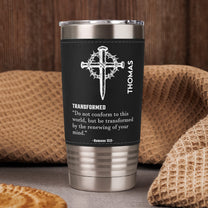Custom Name With Matching Bible Verse Gift For Him - Personalized 20oz Leather Wrapped Tumbler