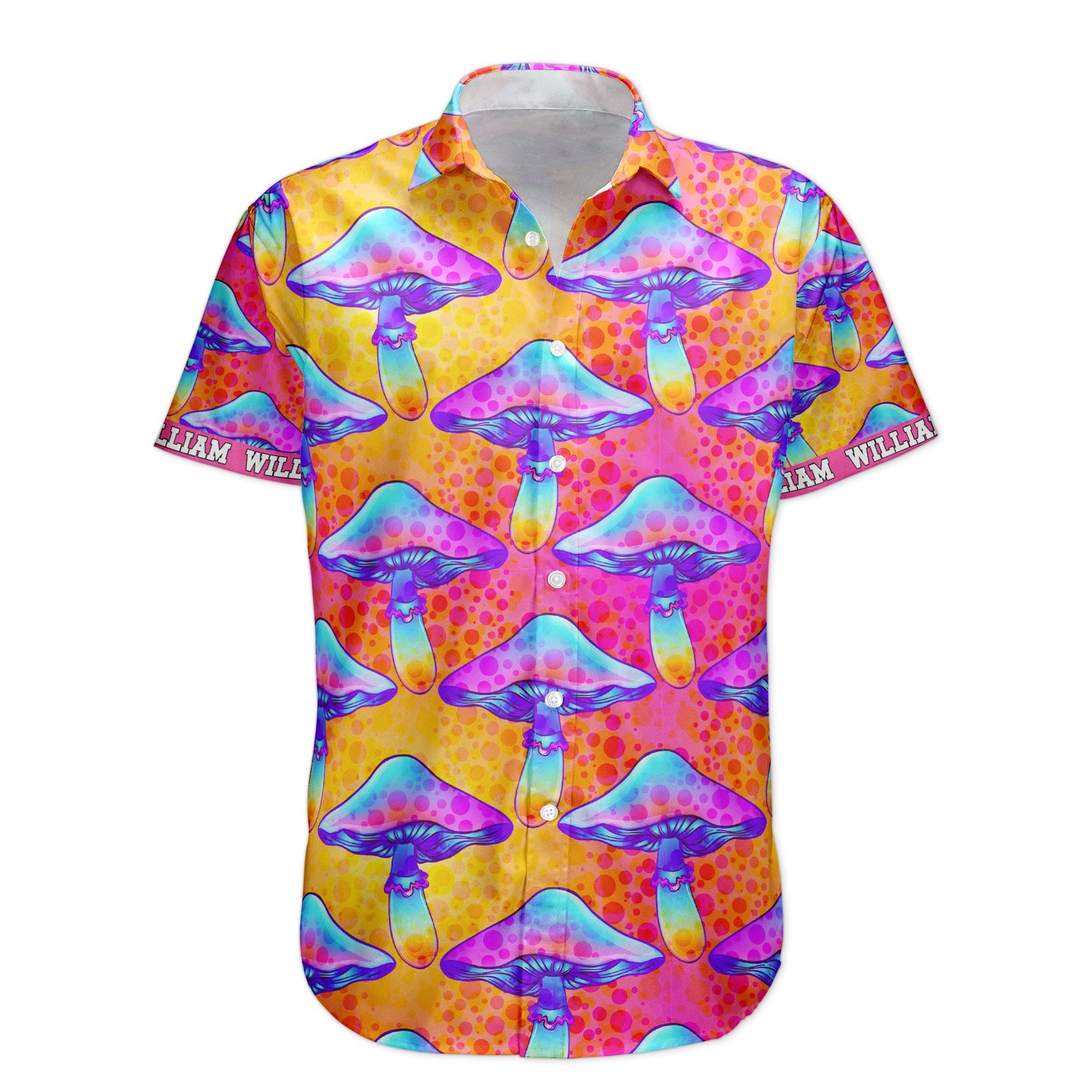 Custom Name With Poisonous Mushroom Pattern - Custom Hawaiian Shirts