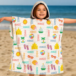Custom Name With Summer And Beach Pattern - Personalized Kids Hooded Towel
