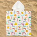 Custom Name With Summer And Beach Pattern - Personalized Kids Hooded Towel
