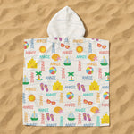 Custom Name With Summer And Beach Pattern - Personalized Kids Hooded Towel