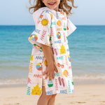 Custom Name With Summer And Beach Pattern - Personalized Kids Hooded Towel