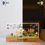 Custom Name & Faux Pressed Birth Flower Gift For Her - Personalized LED Night Light
