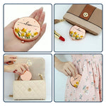 Custom Name & Birth Faux Pressed Flowers Gift For Her - Personalized Compact Mirror