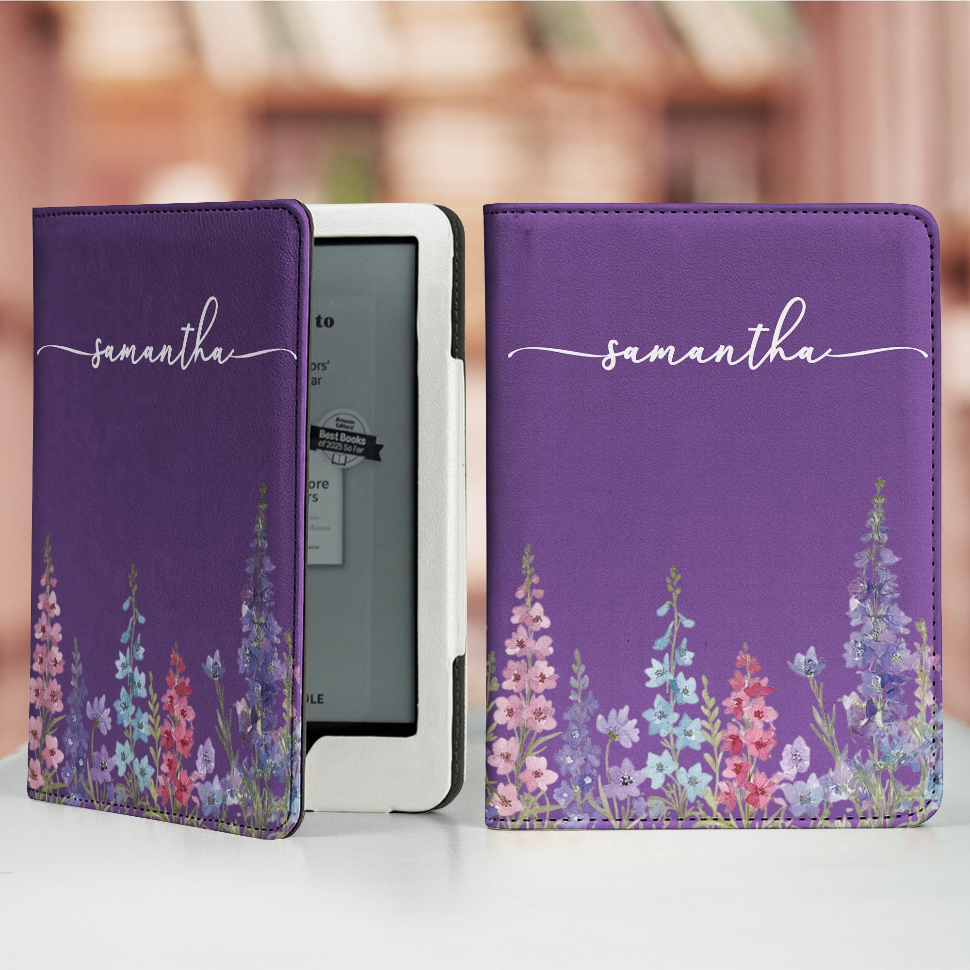 Custom Name & Birth Flower Birthday Gift For Her, Sisters, Daughter, Friends - Personalized Kindle Case