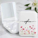 Custom Name & Birth Flower Birthday Gift For Her, Sisters, Daughter, Friends - Personalized Mirror