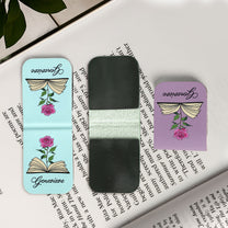 Custom Name & Birth Flower Book Lovers - Personalized Leather Magnetic Bookmark